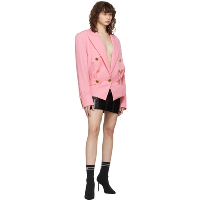 Shop Balmain Pink Fitted Gdp Blazer In 4kj Rose