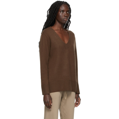 Shop Vince Rib Trim Tunic Sweater In Walnut