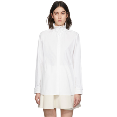 Shop Valentino White Embroidered Collar Shirt In 001 Opticwhite
