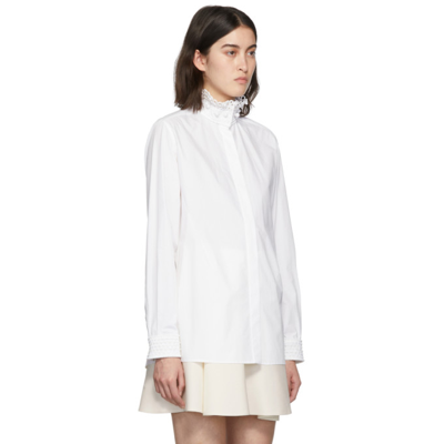 Shop Valentino White Embroidered Collar Shirt In 001 Opticwhite