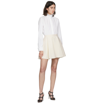 Shop Valentino White Embroidered Collar Shirt In 001 Opticwhite