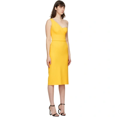 Shop Dolce & Gabbana Yellow Cady One-shoulder Dress In A3661 Yellow