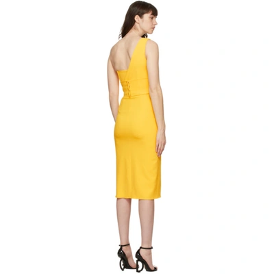 Shop Dolce & Gabbana Yellow Cady One-shoulder Dress In A3661 Yellow