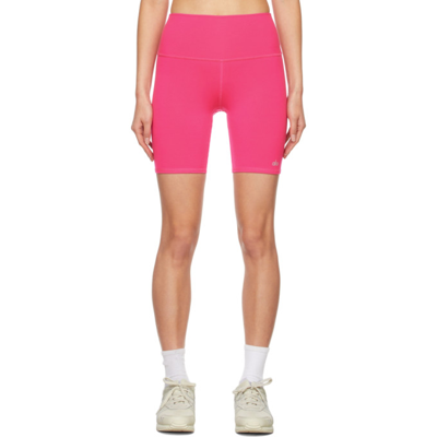 Shop Alo Yoga Pink Biker Shorts In Neon Pink