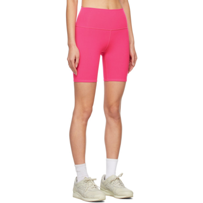 Shop Alo Yoga Pink Biker Shorts In Neon Pink