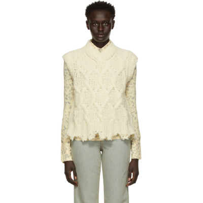 Shop Acne Studios Off-white Wool Cable Knit Kandren Vest In Aeg Off White