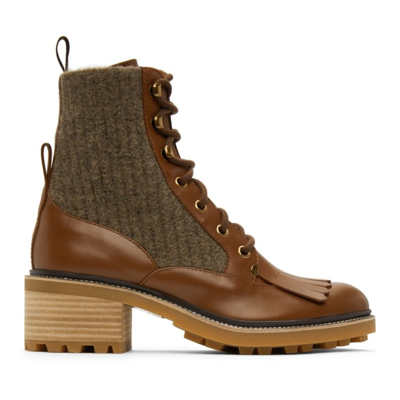 Chloé Franne Tasseled Leather And Ribbed Wool Ankle Boots In Brown |  ModeSens