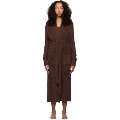 Skims Brown Cozy Knit Robe In Garnet | ModeSens