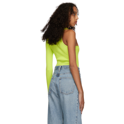 Shop Agolde Cut-away Bodysuit In Citron (lime/green)