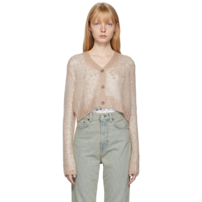 Shop Acne Studios Beige Mohair Cropped Cardigan In Cow Pebble Beige