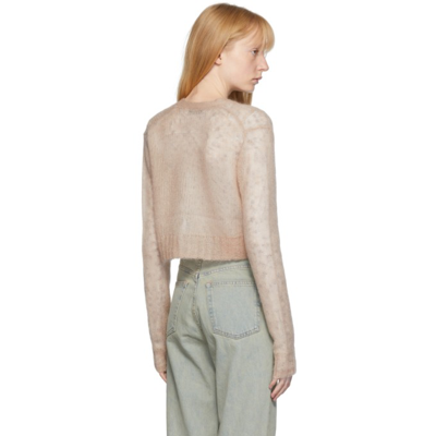 Shop Acne Studios Beige Mohair Cropped Cardigan In Cow Pebble Beige