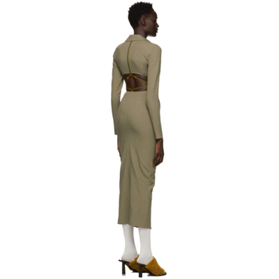 Shop Jacquemus Khaki 'la Robe Oblou' Dress In 560 Kaki