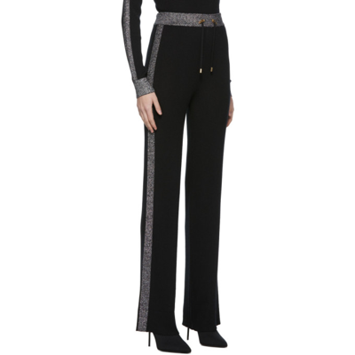 Shop Balmain Black Rib Straight Lounge Pants In Eac Noir/argent