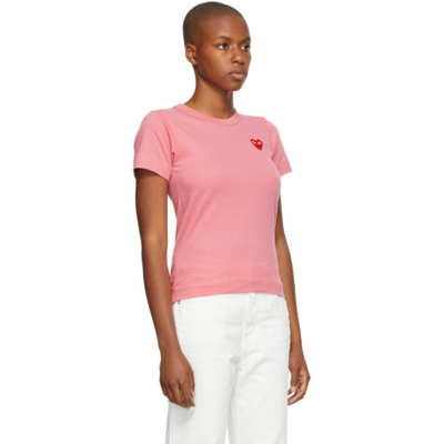 Shop Comme Des Garçons Play Heart Patch T-shirt In Pink