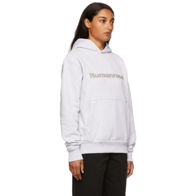 Shop Adidas X Humanrace By Pharrell Williams Ssense Exclusive Humanrace Tonal Logo Hoodie In Light Grey Heather