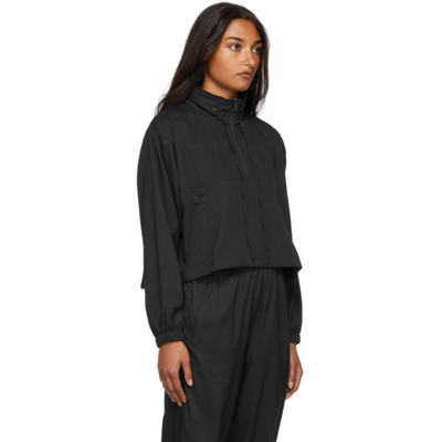 Shop Girlfriend Collective Black Cropped Half-zip Windbreaker Jacket