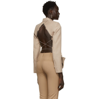 Shop Jacquemus Beige La Montagne 'la Veste Terra' Blazer In 150 Beige