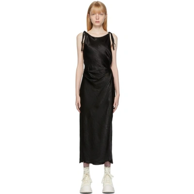 Shop Acne Studios Black Hammered Satin Dress In 900 Black