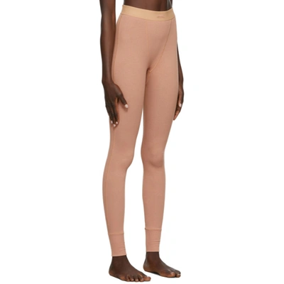 Shop Skims Tan Cotton Rib Leggings In Sedona