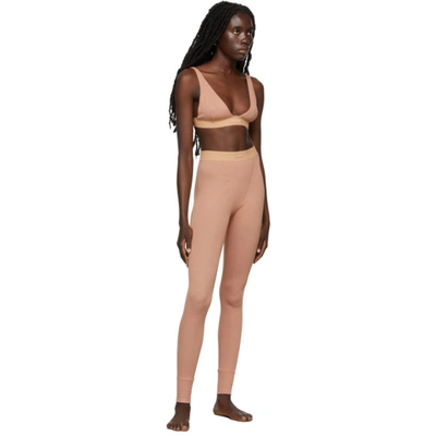 Shop Skims Tan Cotton Rib Leggings In Sedona