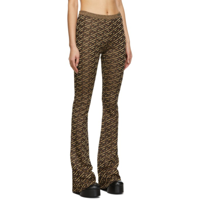 Shop Versace Black & Brown Jacquard Lounge Pants In 5b090 Black/gold