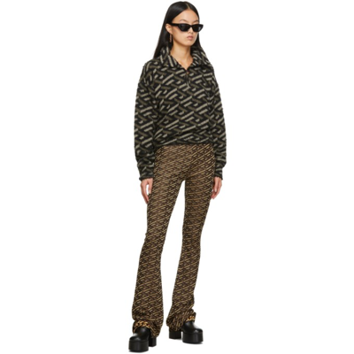 Shop Versace Black & Brown Jacquard Lounge Pants In 5b090 Black/gold