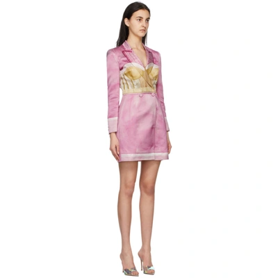 Shop Moschino Pink & Beige Linen Inside Out Trompe-l'œil Blazer Dress In J1888 Fantasy Print