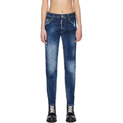 Shop Dsquared2 Blue Skinny Dan Jeans In 470 Blue