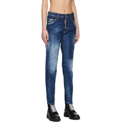 Shop Dsquared2 Blue Skinny Dan Jeans In 470 Blue