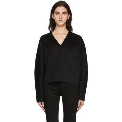 Shop Totême Black Double Wool Cashmere Sweater In 200 Black