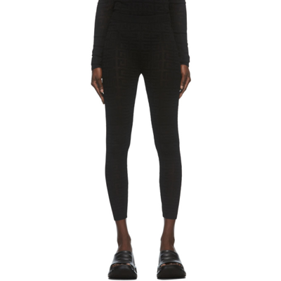 Shop Givenchy Black Monogram Logo Leggings In 001 Black