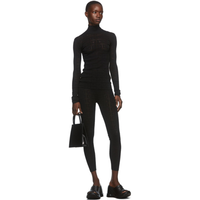Shop Givenchy Black Monogram Logo Leggings In 001 Black