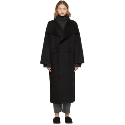 Shop Totême Black Cashmere Wool Signature Coat In 200 Black
