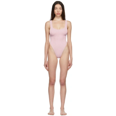 Shop Reina Olga Pink Scrunch Ruby One-piece Swimsuit In Baby Pink