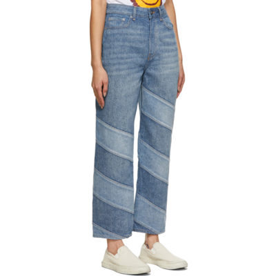 Shop Ganni Blue Cutline Core Misy Denim Jeans In 630 Denim