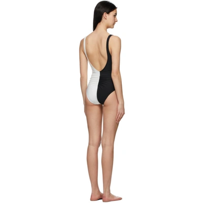 Shop Solid & Striped Black & White 'the Lucia' One-piece Swimsuit In Colourblock