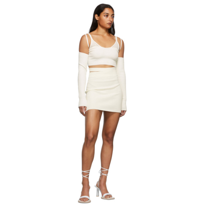 Shop Adamo Off-white High Waisted Mini Skirt In 000 Ivory