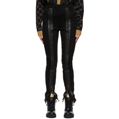 Shop Gucci Black Zip Leather Pants In 1043 Black/mix