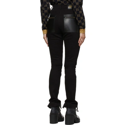 Shop Gucci Black Zip Leather Pants In 1043 Black/mix