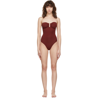 Shop Eres Burgundy Cassiopée One-piece Swimsuit In 01059 Terracotta