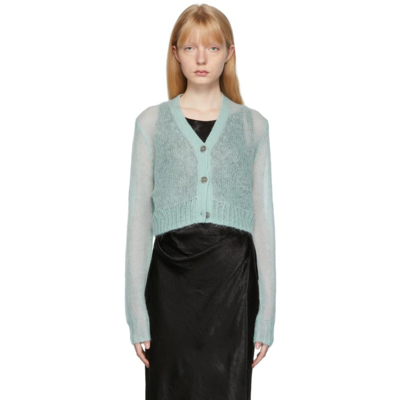Shop Acne Studios Blue Mohair Cropped Cardigan In Aav Pale Blue