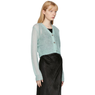 Shop Acne Studios Blue Mohair Cropped Cardigan In Aav Pale Blue