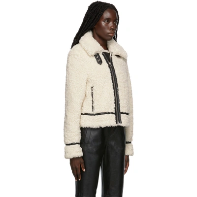 Shop Stand Studio Off-white Faux-shearling Audrey Biker Jacket In 96000 Off White