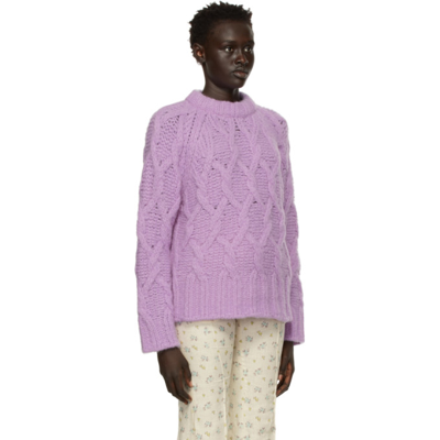 Shop Acne Studios Purple Cable Knit Sweater In Adi Lilac Purple