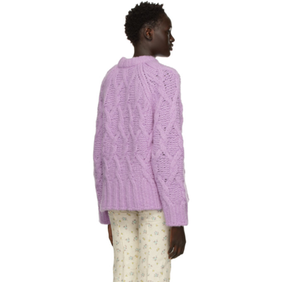 Shop Acne Studios Purple Cable Knit Sweater In Adi Lilac Purple