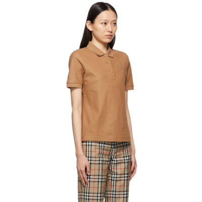 Shop Burberry Brown Piqué Monogram Motif Polo In Camel