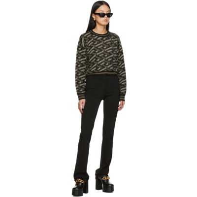 Shop Versace Black & Khaki Jacquard Monogram Sweater In 5b150 Black/kaki
