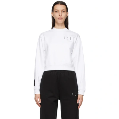 Shop Mcq By Alexander Mcqueen White Jack Branded Cropped Sweatshirt In 9000 Optic White