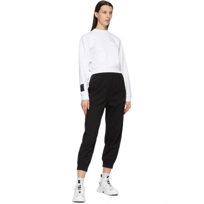 Shop Mcq By Alexander Mcqueen White Jack Branded Cropped Sweatshirt In 9000 Optic White