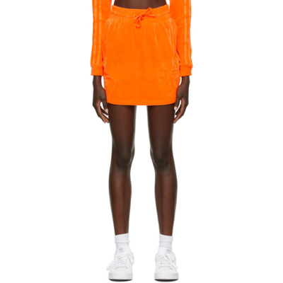 Shop Adidas Originals Orange Jeremy Scott Edition Velour Skirt In App Signal Orange